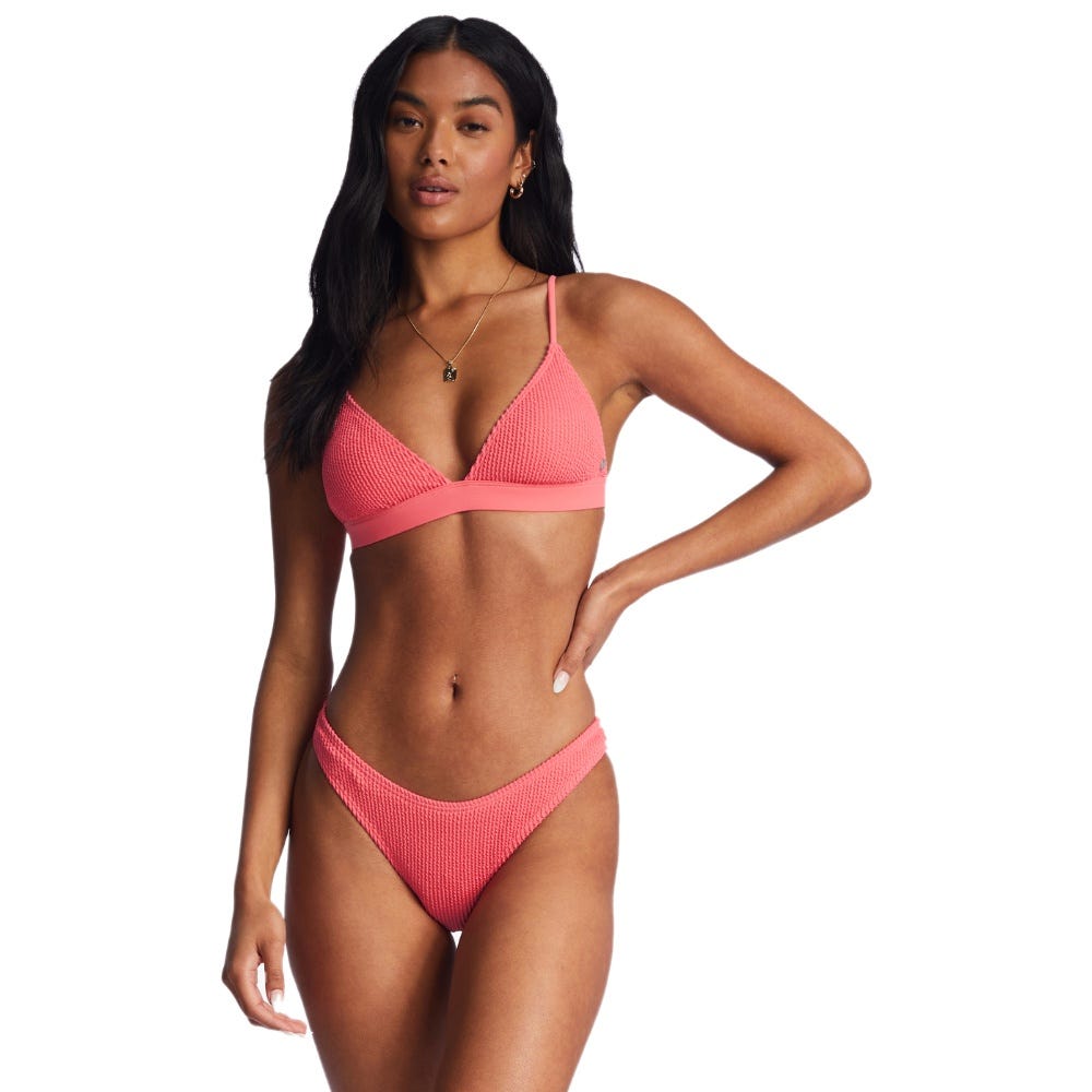 Womens Summer High Fixed Triangle Bikini Top In Coral Crush