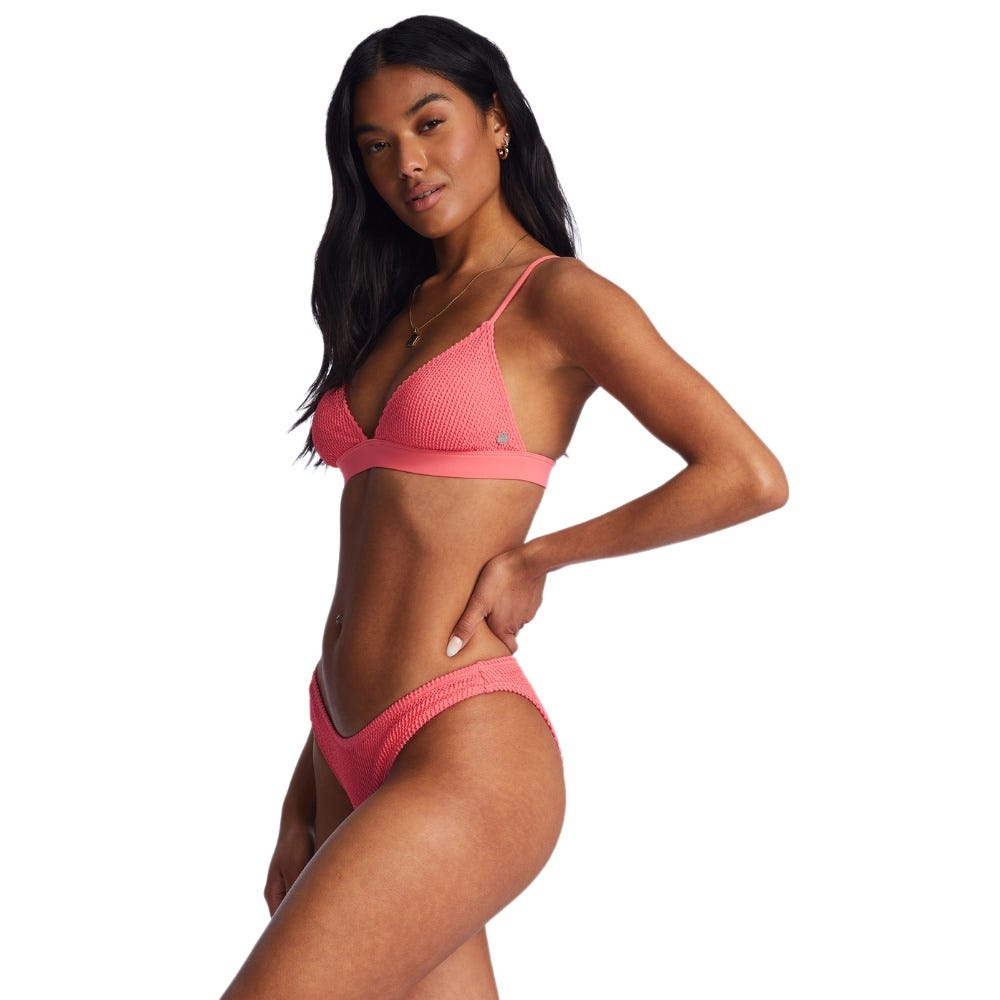 Womens Summer High Fixed Triangle Bikini Top In Coral Crush