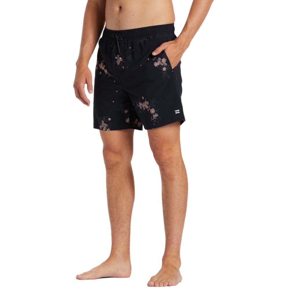 Mens Sundays Layback 17" Boardshorts In Washed Black