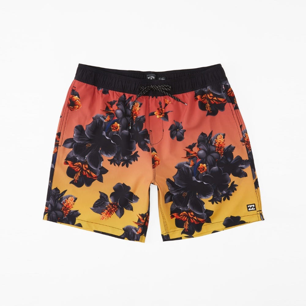 Mens Kamea Lava Floral Layback Boardshorts 17"