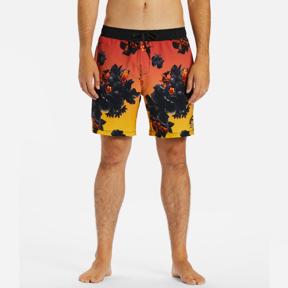 Mens Kamea Lava Floral Layback Boardshorts 17"