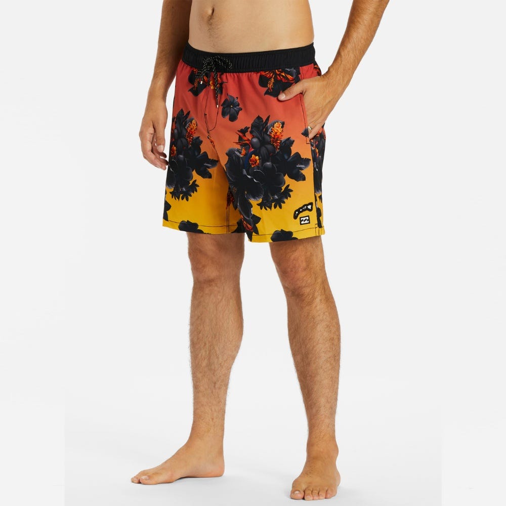 Mens Kamea Lava Floral Layback Boardshorts 17"