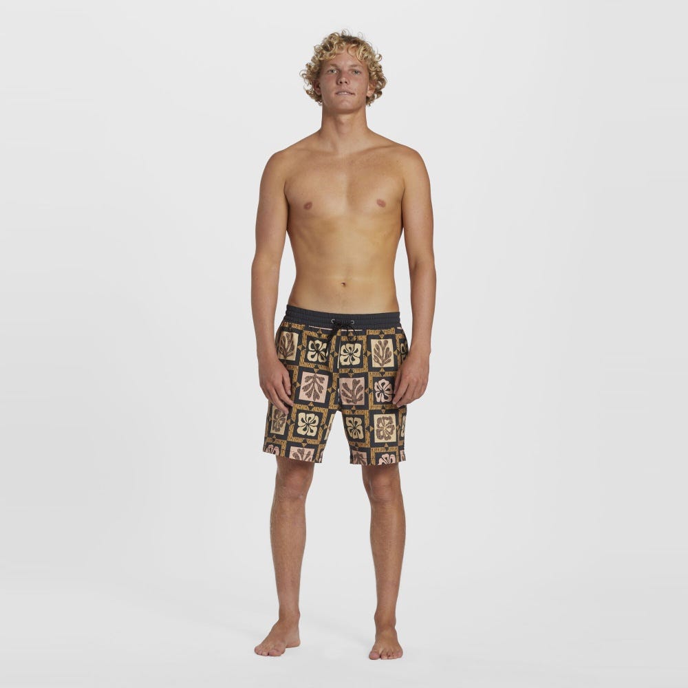 Tiki Reef Layback 17" Elastic Waist Shorts - Men