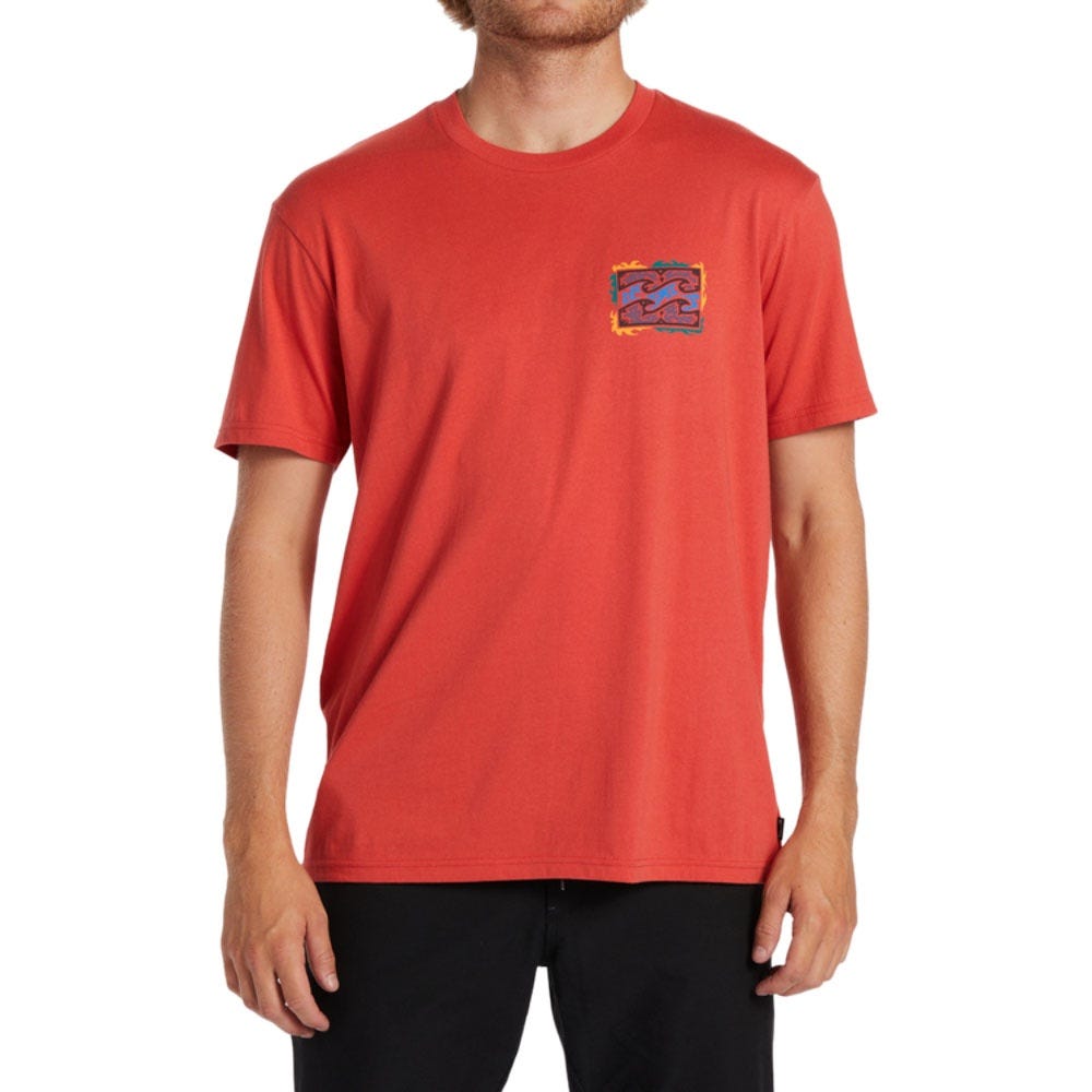 Mens Crayon Wave T-Shirt In Coral