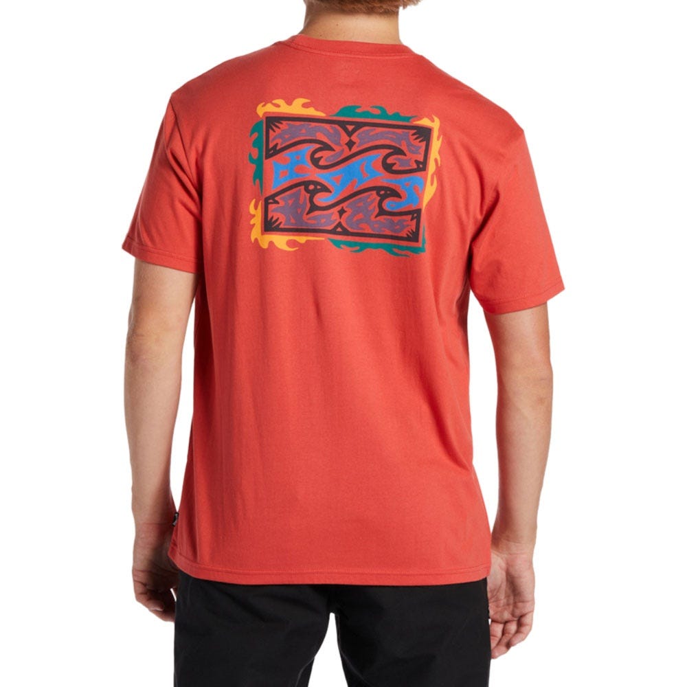 Mens Crayon Wave T-Shirt In Coral