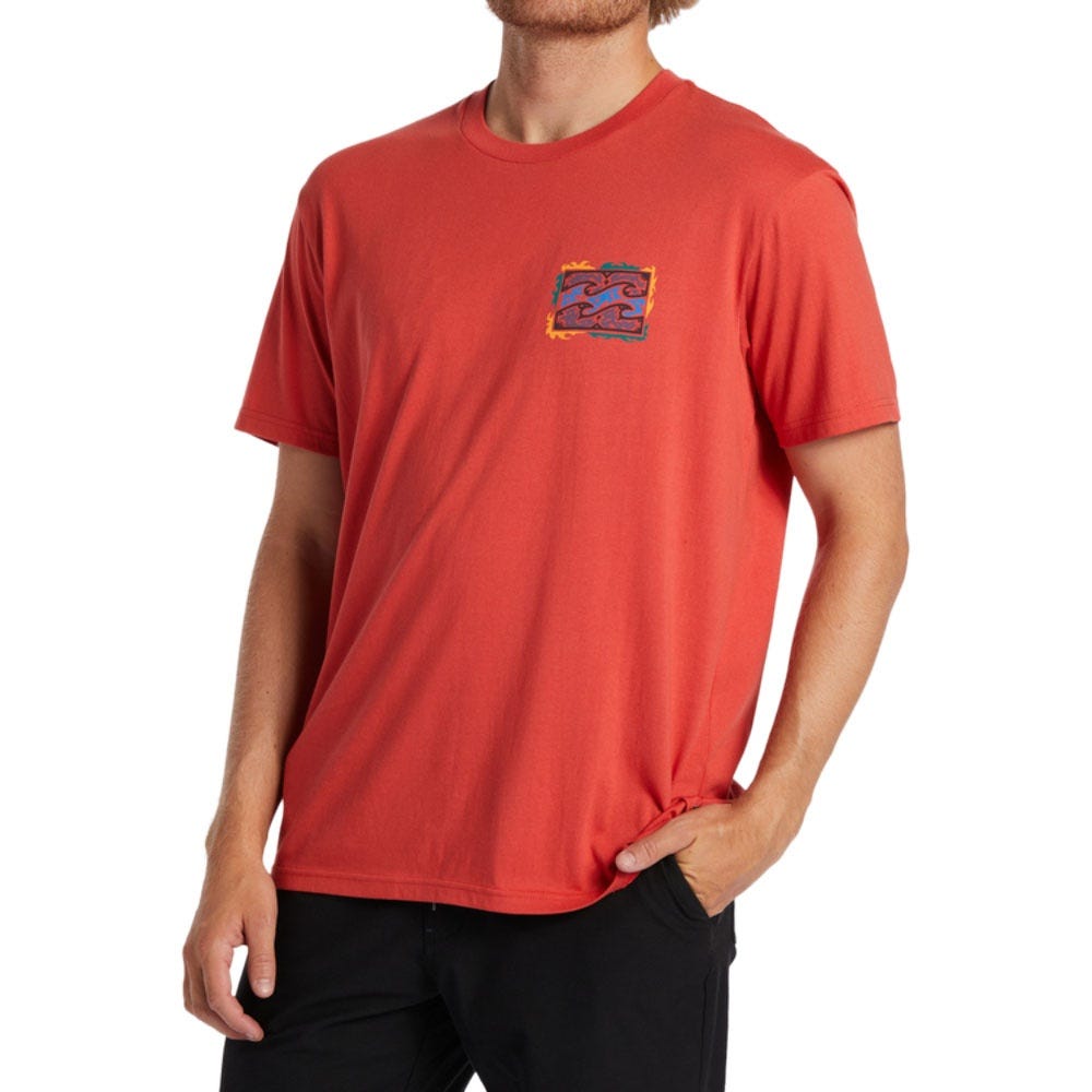 Mens Crayon Wave T-Shirt In Coral