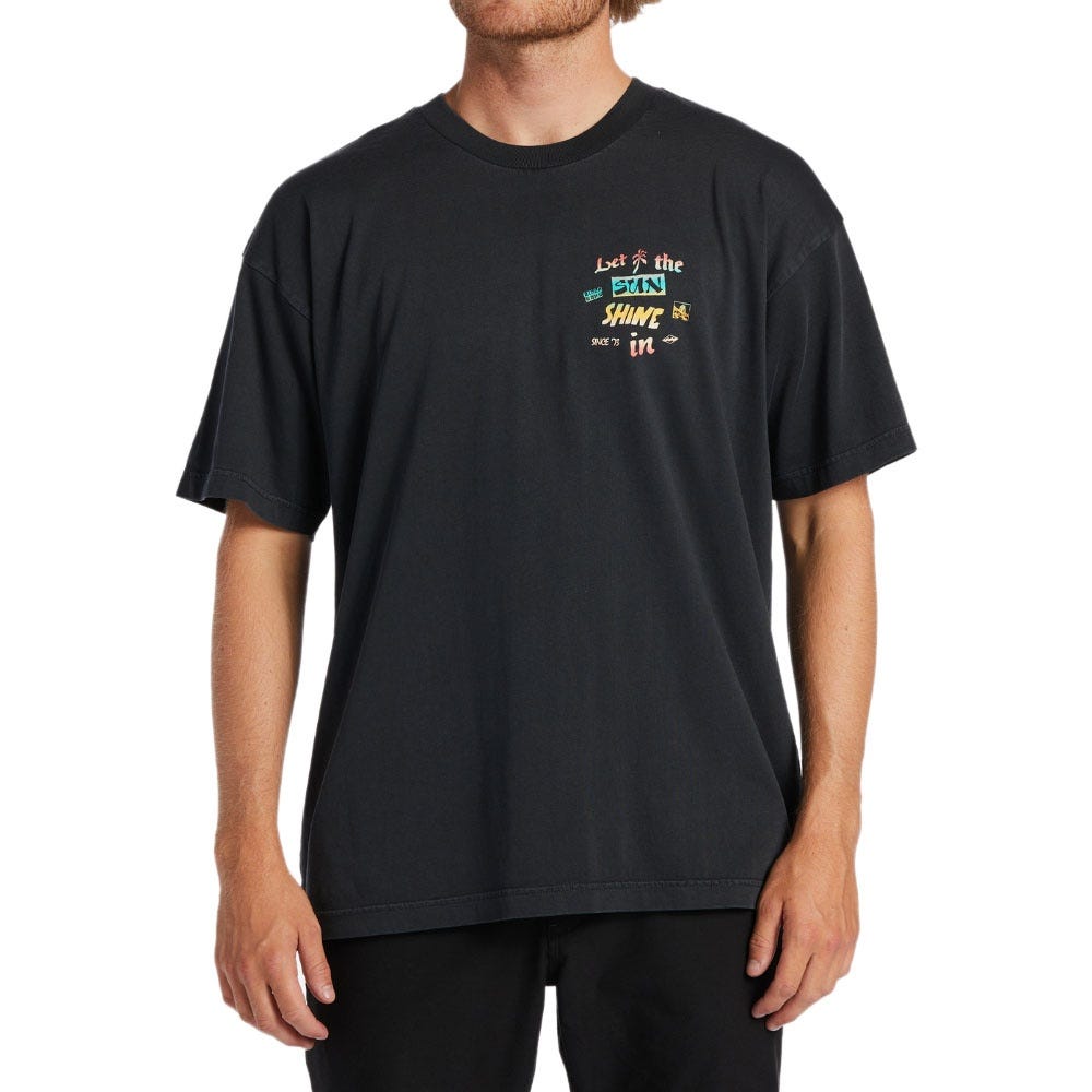 Mens Let It Shine T-Shirt In Washed Black