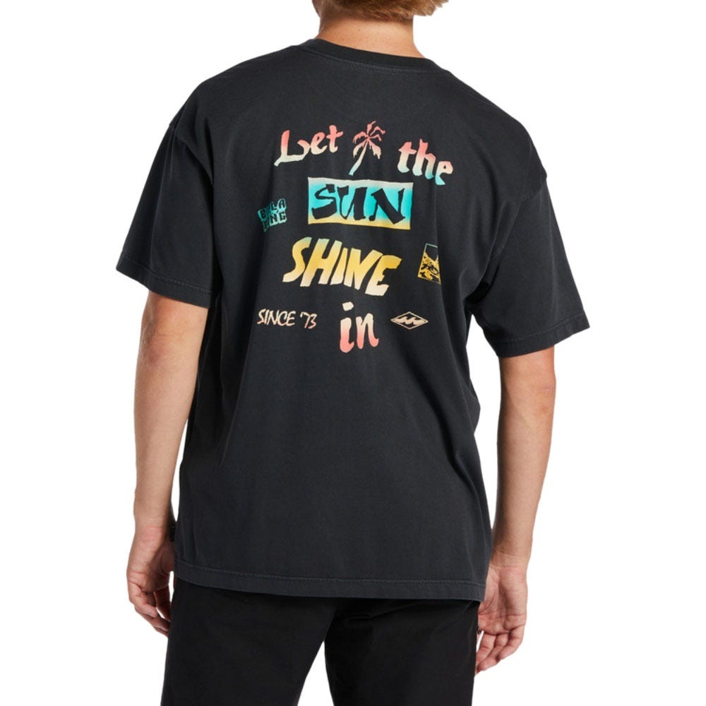 Mens Let It Shine T-Shirt In Washed Black