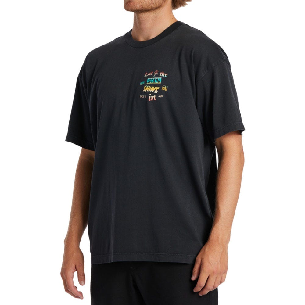Mens Let It Shine T-Shirt In Washed Black