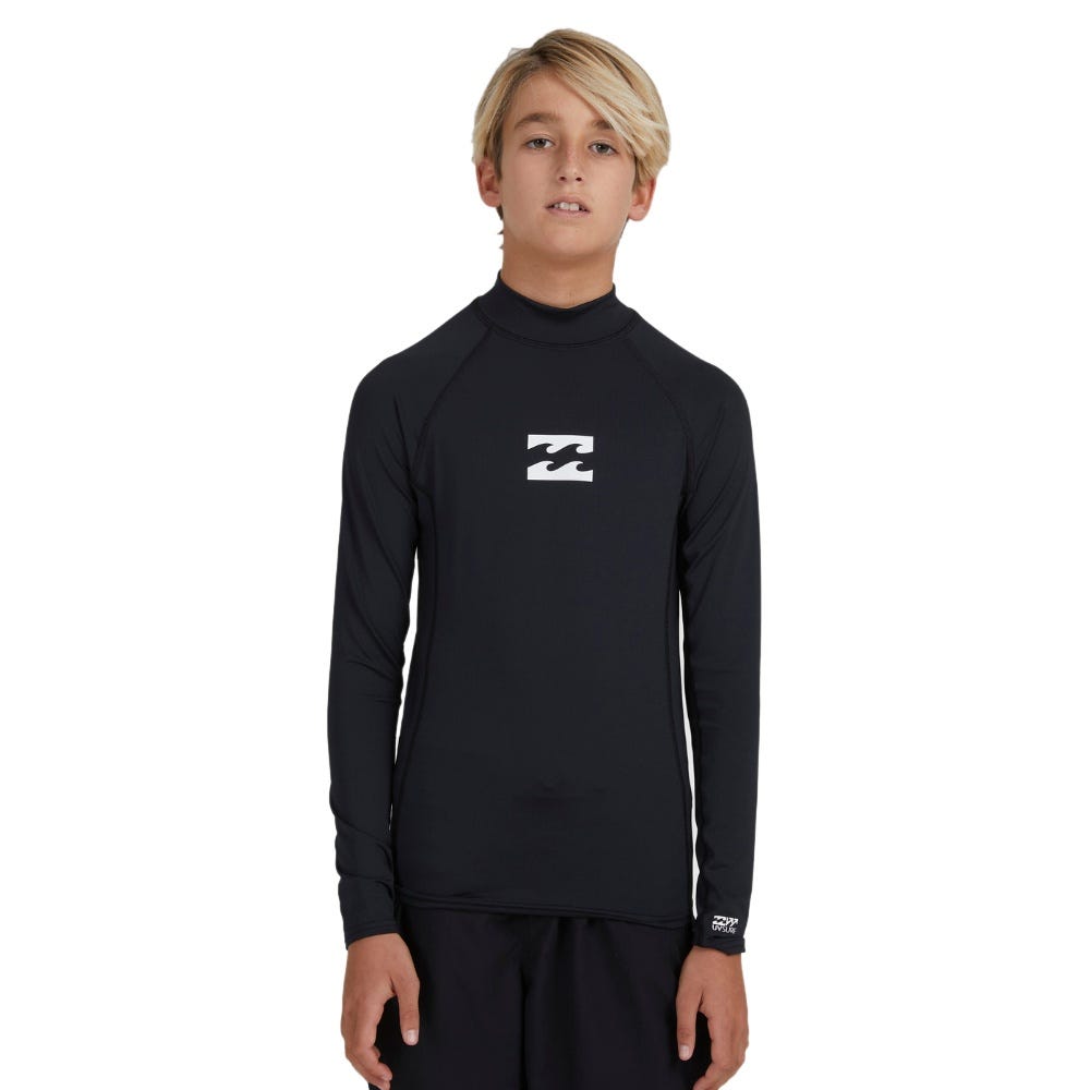 Boys 8-16 All Day Wave Rash Vest In Black