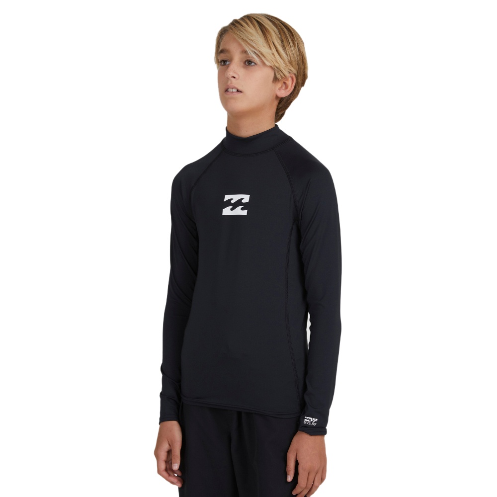 Boys 8-16 All Day Wave Rash Vest In Black
