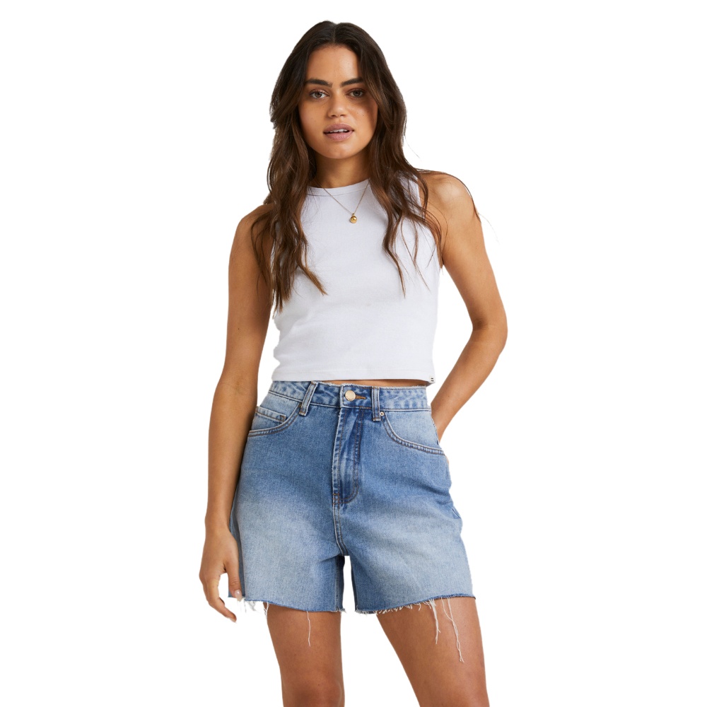Womens Riley Denim Shorts In Surf Blue