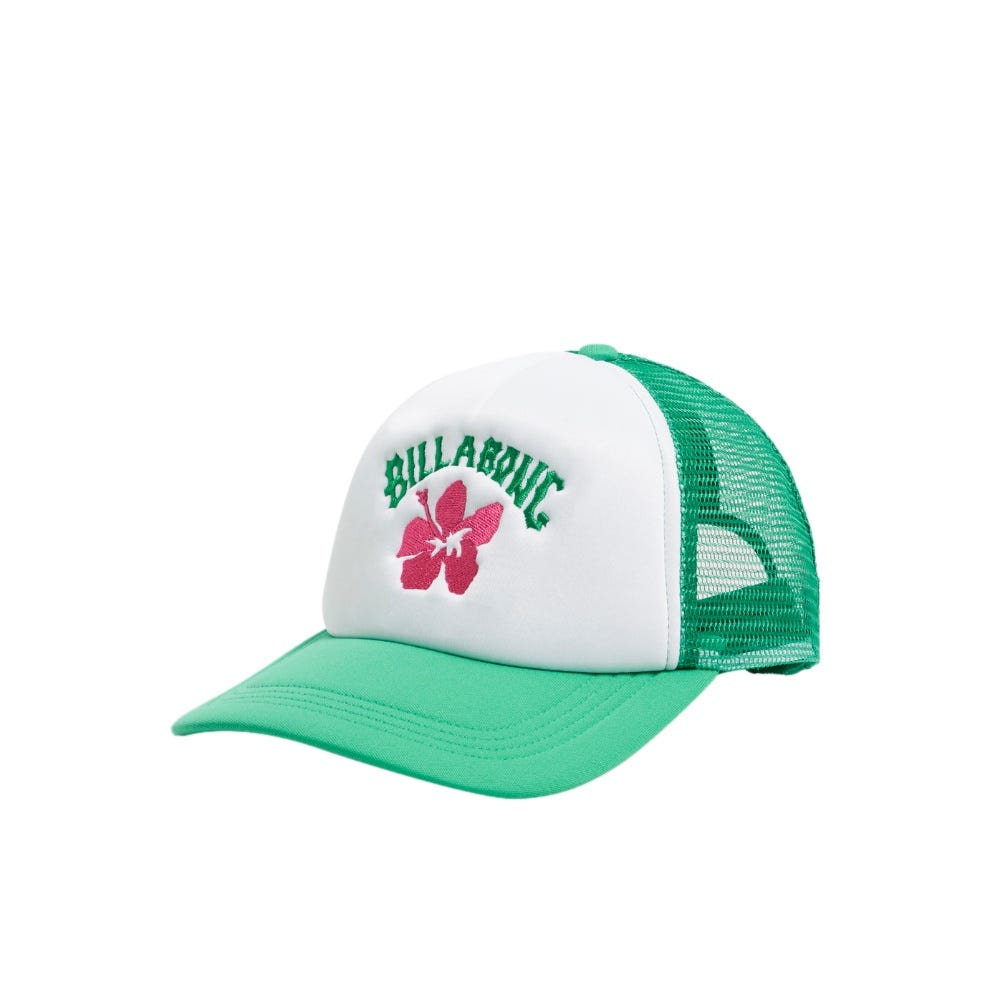Womens Hibiscus Trucker Cap In Jade Green