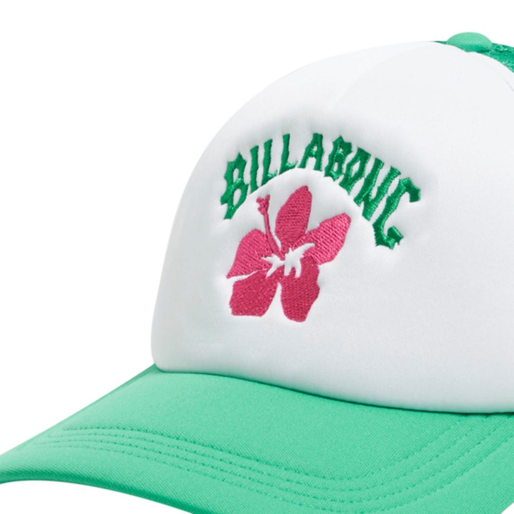 Womens Hibiscus Trucker Cap In Jade Green