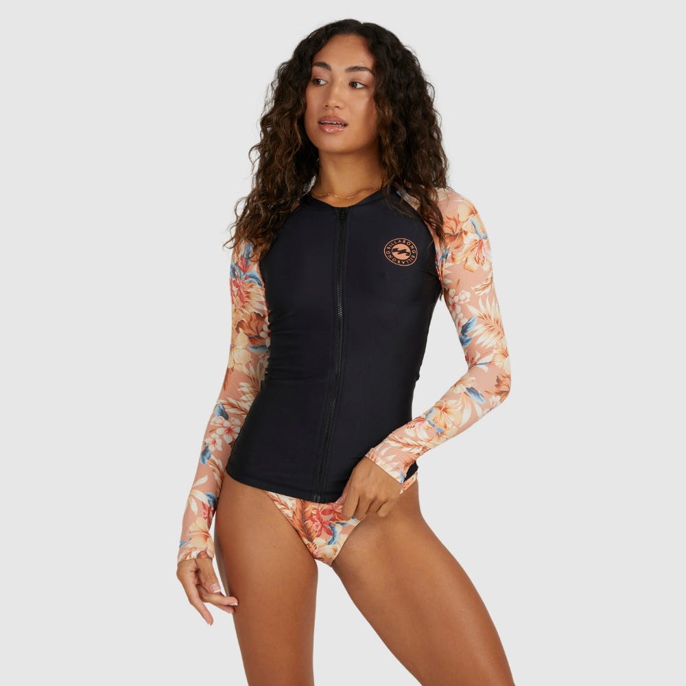Womens Shady Days Pipa Long Sleeve Zip-Up Rashguard