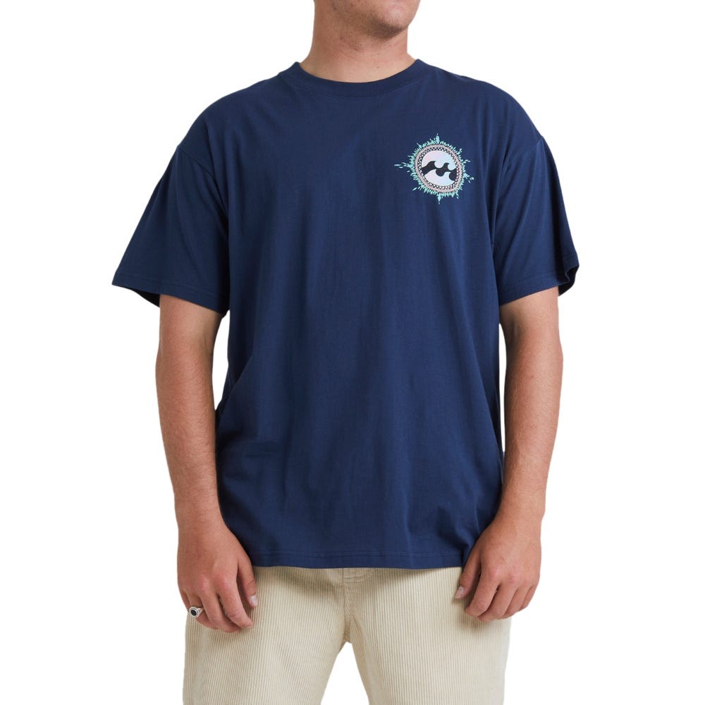 Mens Flame T-Shirt In Dark Blue