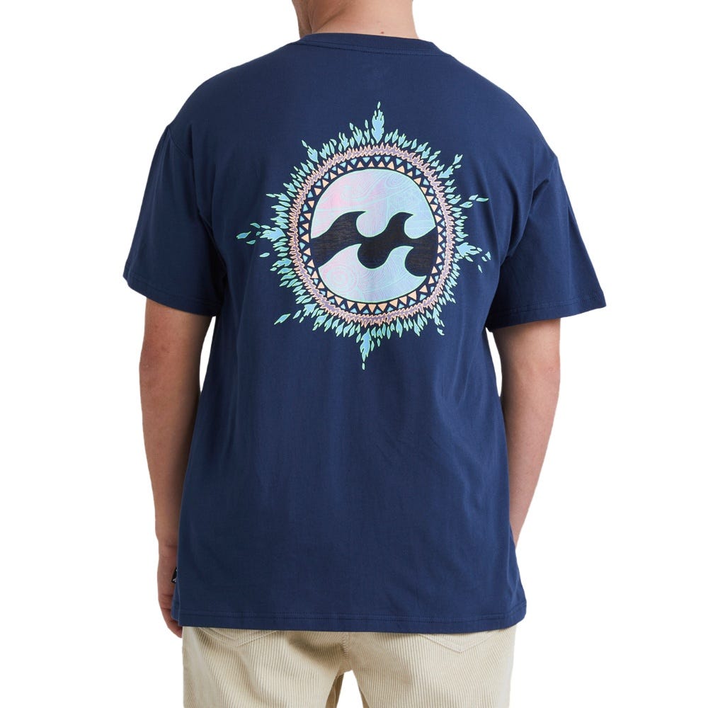Mens Flame T-Shirt In Dark Blue
