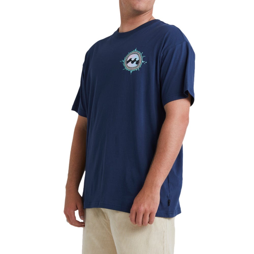 Mens Flame T-Shirt In Dark Blue