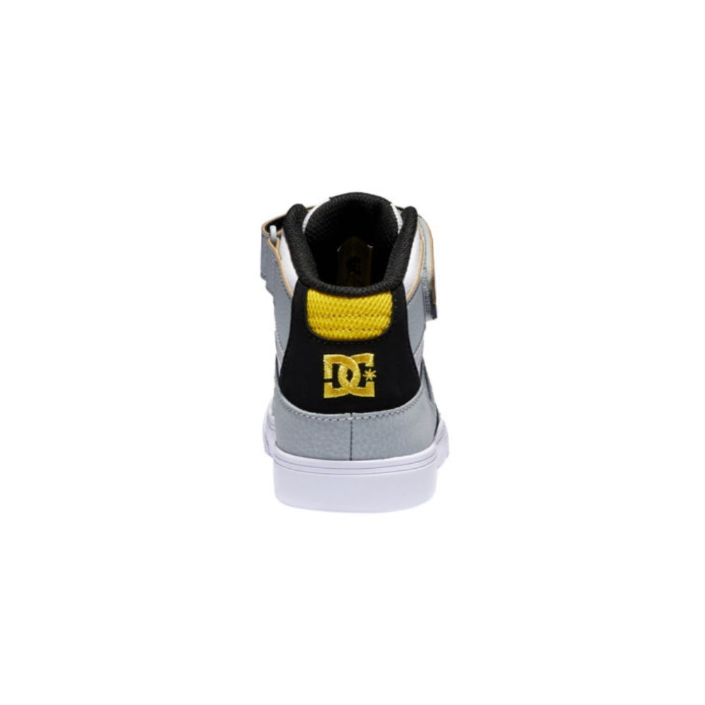 Boys Pure High-Top Ev High Top Leather Shoes In White/Grey/Yellow