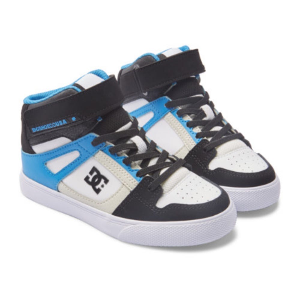 Boy's Pure High Elastic Lace High-Top Shoes In Black/Blue