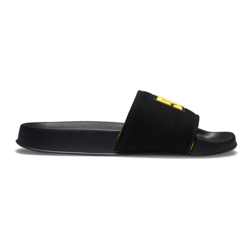 Mens Slide - Slider Sandals In Black/Black/Yellow