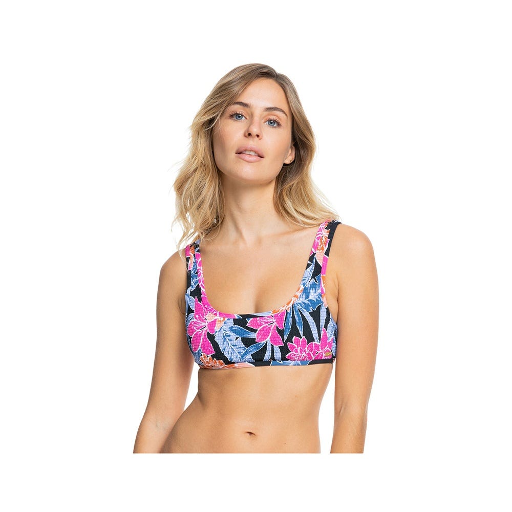 Womens Tropical Oasis Separate Smocked Bralette Bikini Top