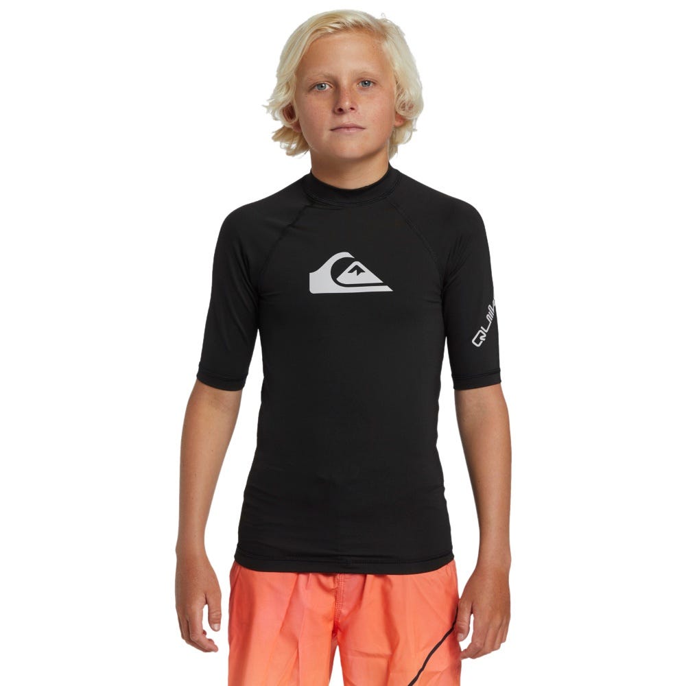 Boys All Time Short Sleeve Rash Vest In Black