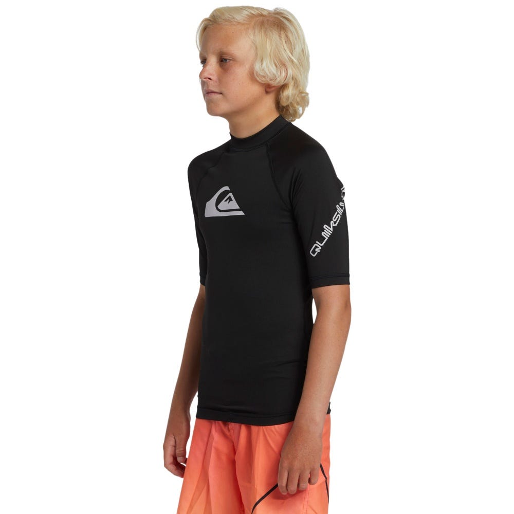Boys All Time Short Sleeve Rash Vest In Black