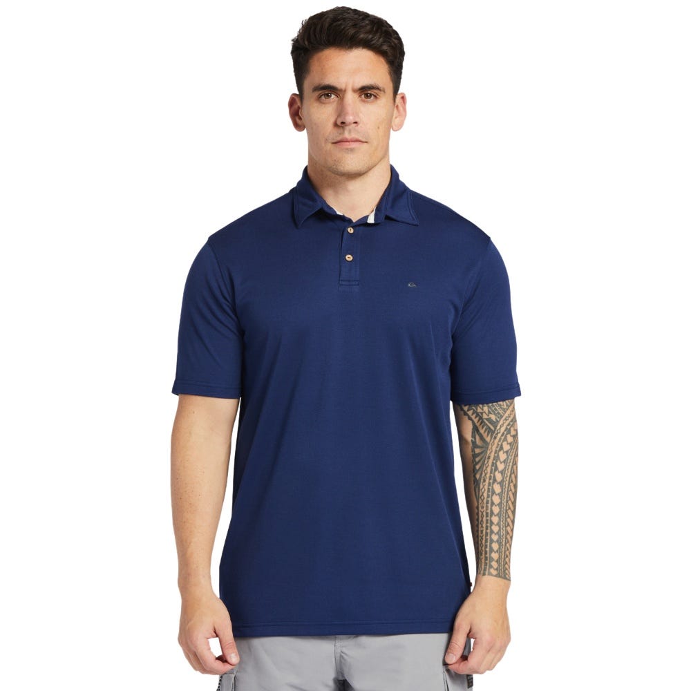 Mens Waterman Water Short Sleeve Polo Shirt In Midnight Navy