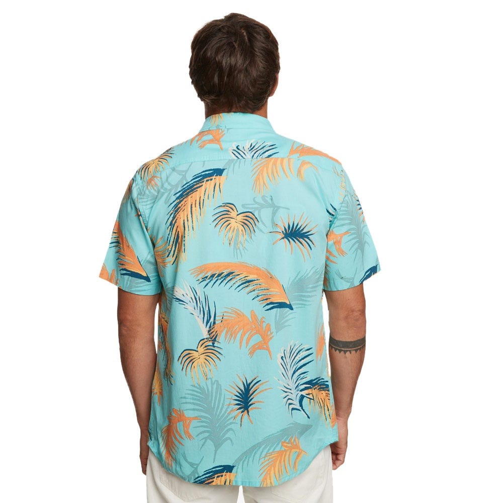 Mens Tropical Glitch Short Sleeve Shirt In Angel Blue Tropical Glitch