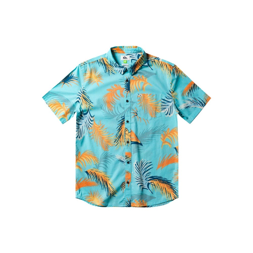 Mens Tropical Glitch Short Sleeve Shirt In Angel Blue Tropical Glitch