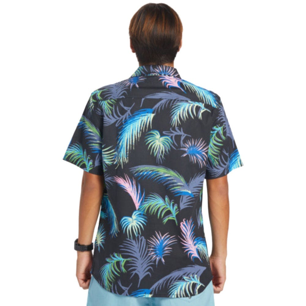 Mens Tropical Glitch Short Sleeve Shirt In Black Tropical Glitch