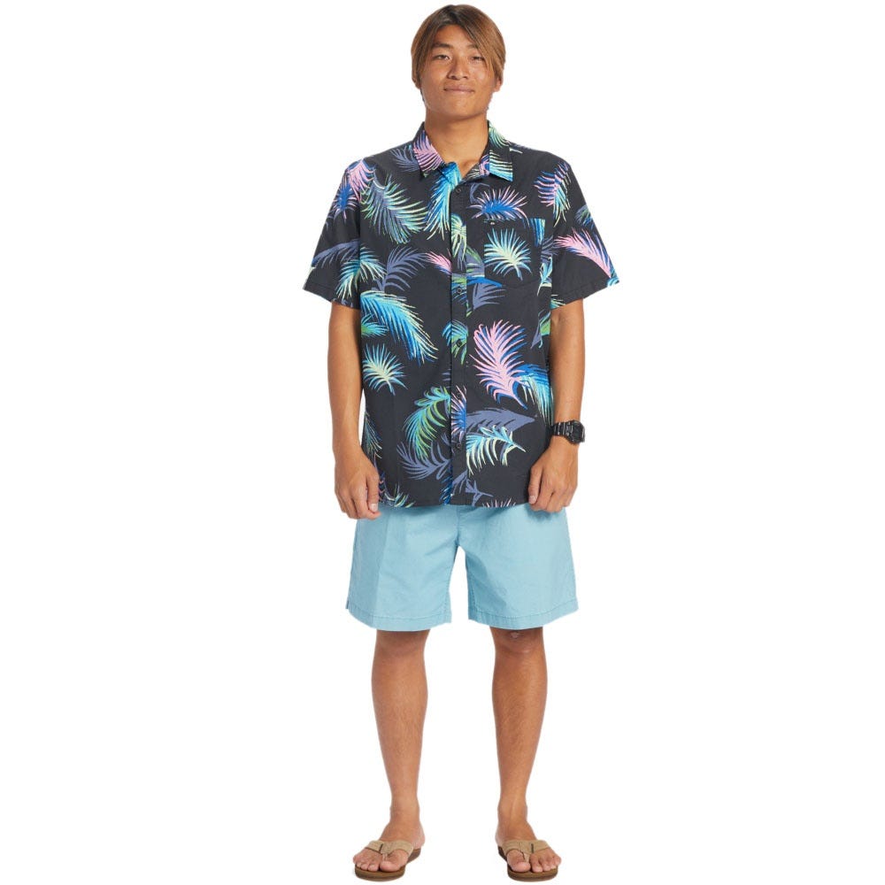 Mens Tropical Glitch Short Sleeve Shirt In Black Tropical Glitch