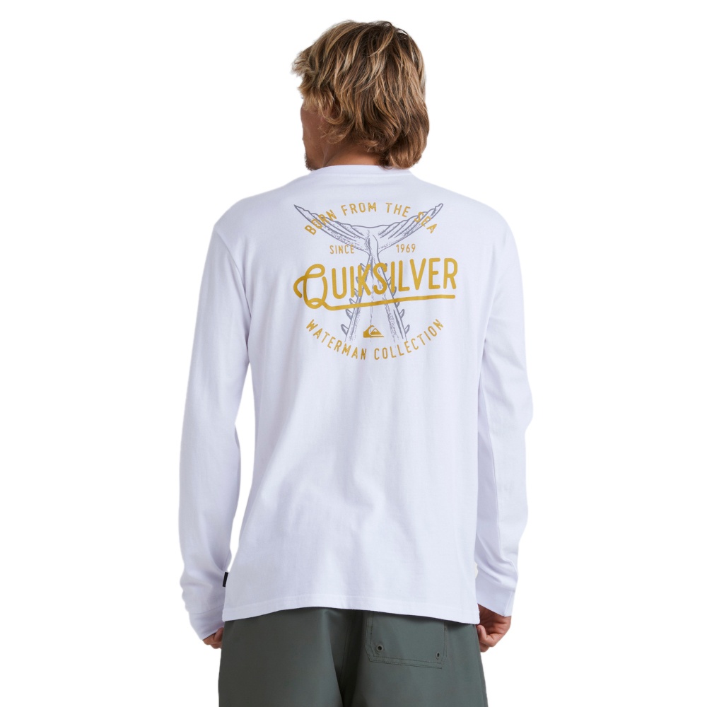 Mens Tail Up Long Sleeve T-Shirt In White