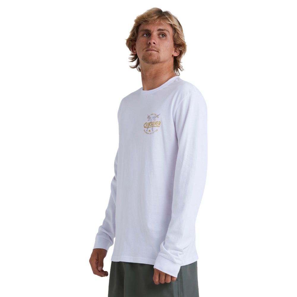Mens Tail Up Long Sleeve T-Shirt In White