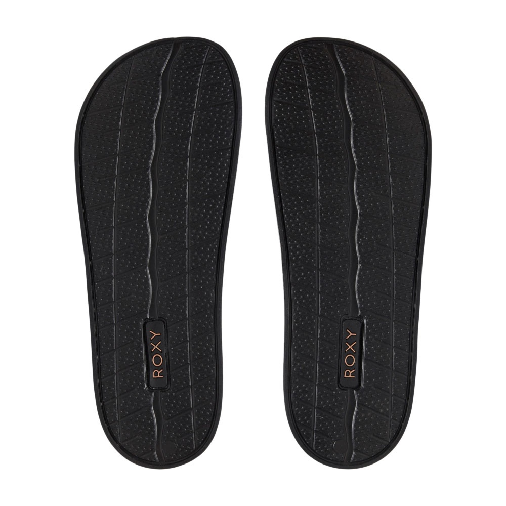 Womens Slippy Slider Sandals In Black/M Gold