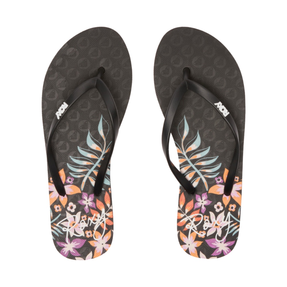 Womens Viva Stamp Flip-Flops In Black/Floral