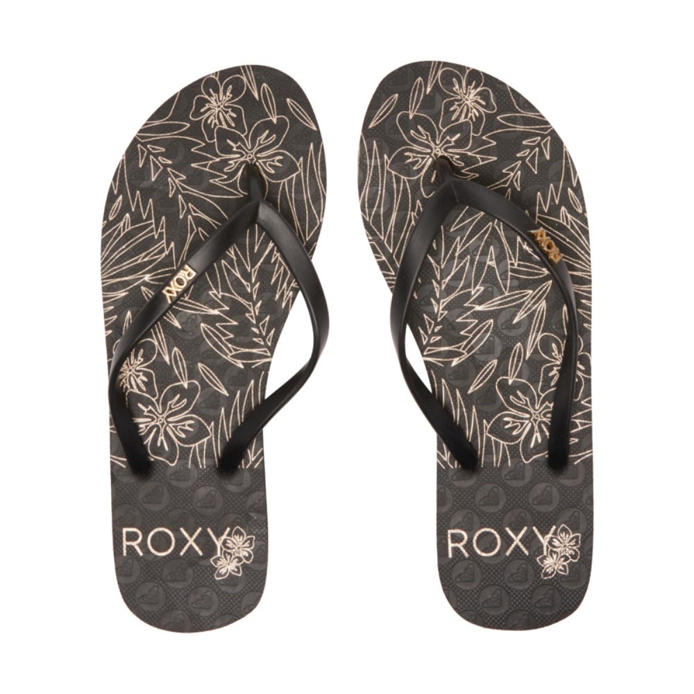 Womens Viva Stamp Flip-Flops In Metallic Gold/Black