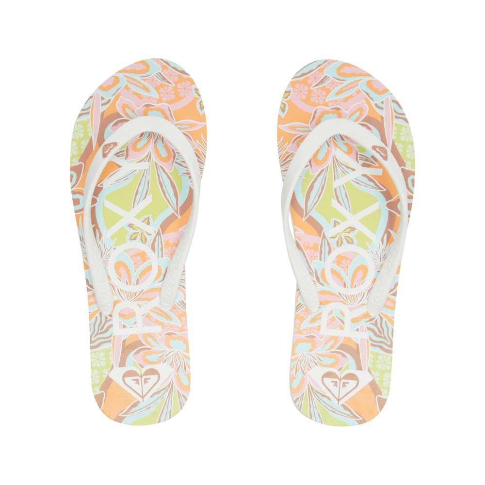 Womens Tahiti Flip-Flops In White/Orange/Pink