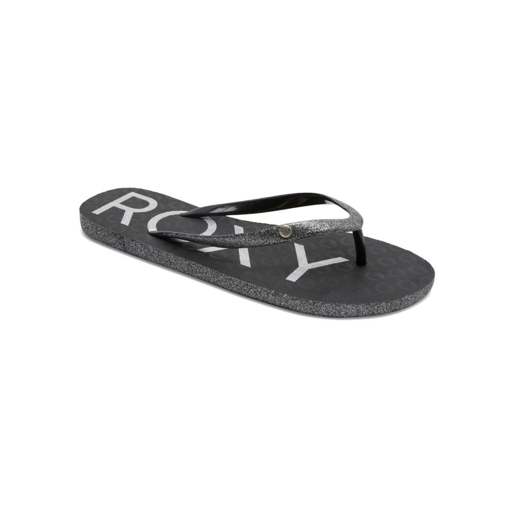 Womens Viva Glitter Flip Flops In Black