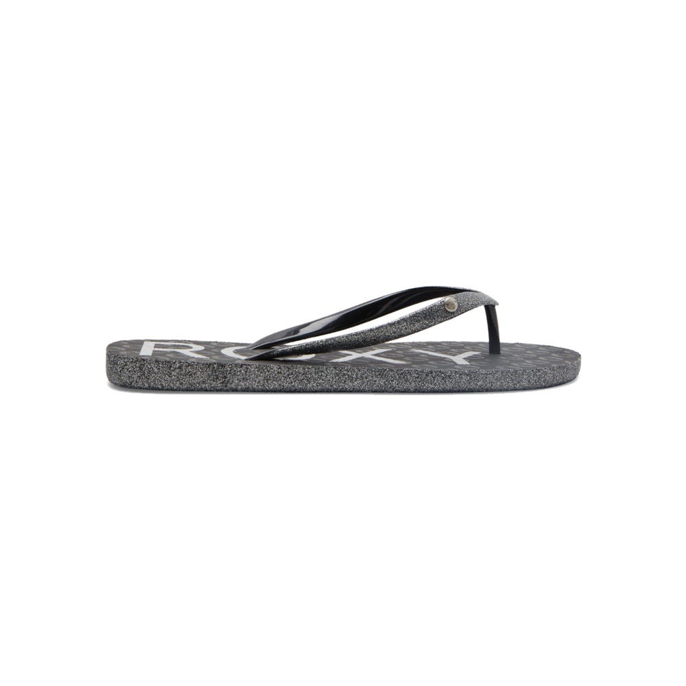 Womens Viva Glitter Flip Flops In Black