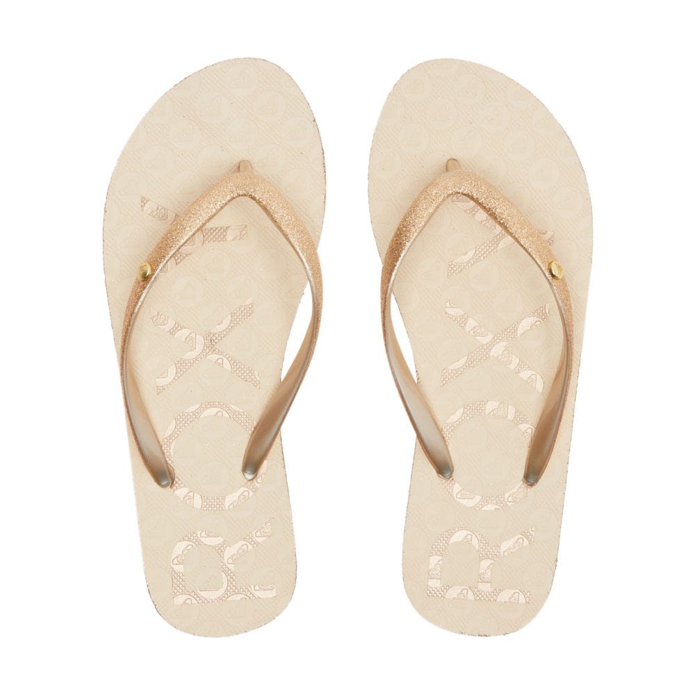 Womens Viva Glitter Flip Flops In Champagne