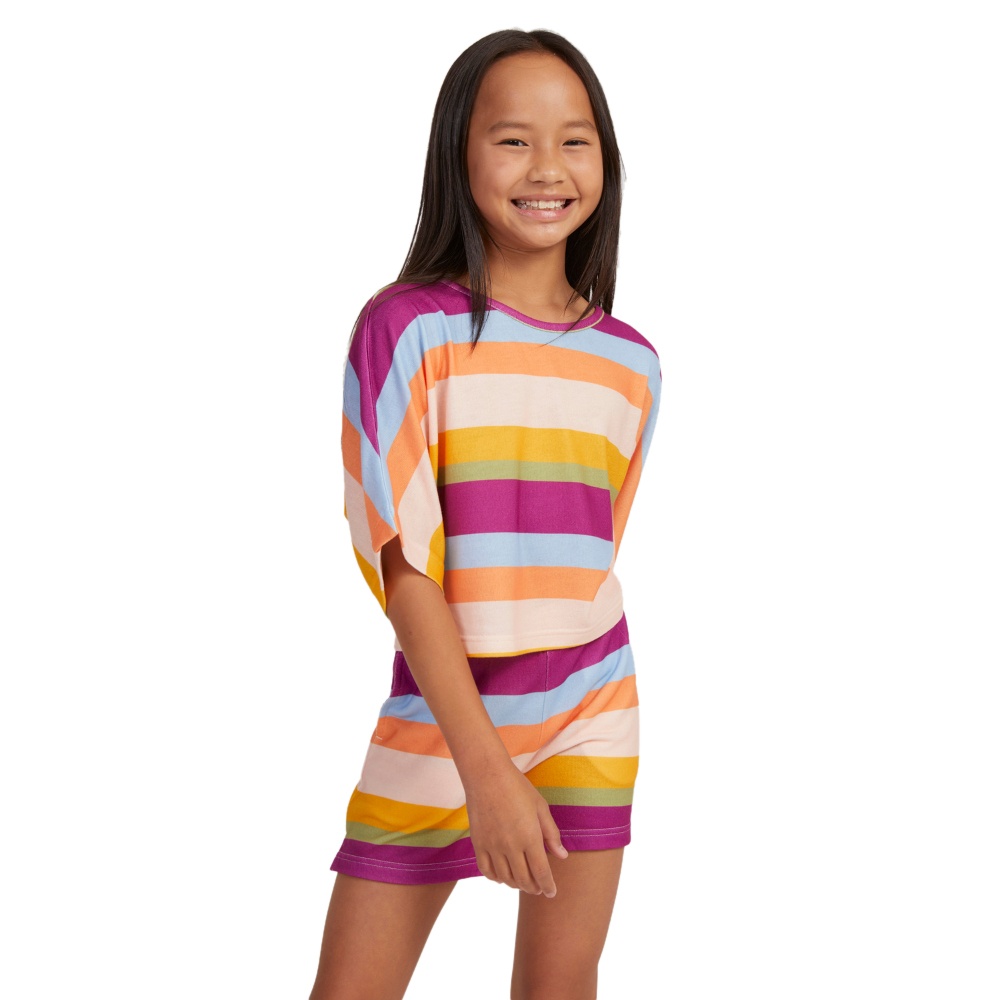 Girl's 4-16 Swimming In The Stars Elasticated Shorts In Pale Dogwood Love Stripe