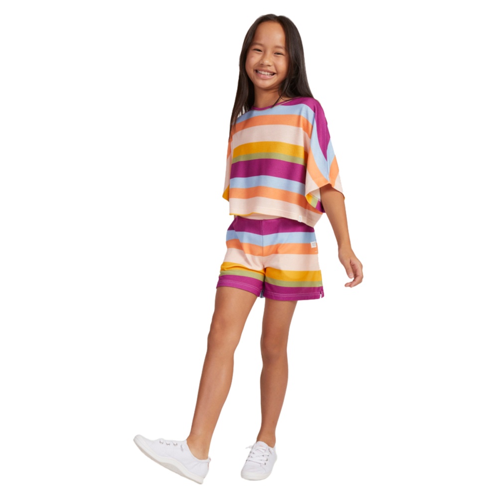Girl's 4-16 Swimming In The Stars Elasticated Shorts In Pale Dogwood Love Stripe