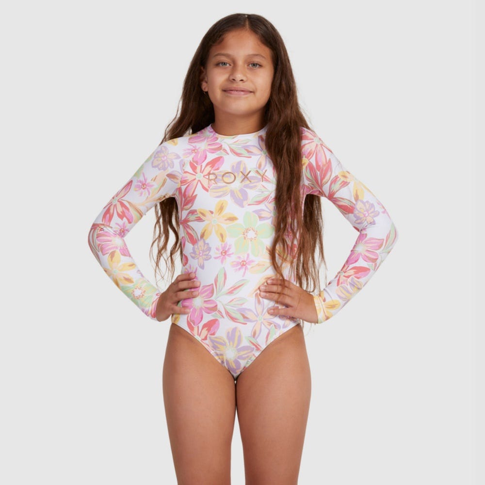Girls 7-16 Tropical Time Long Sleeve One-Piece Rashguard