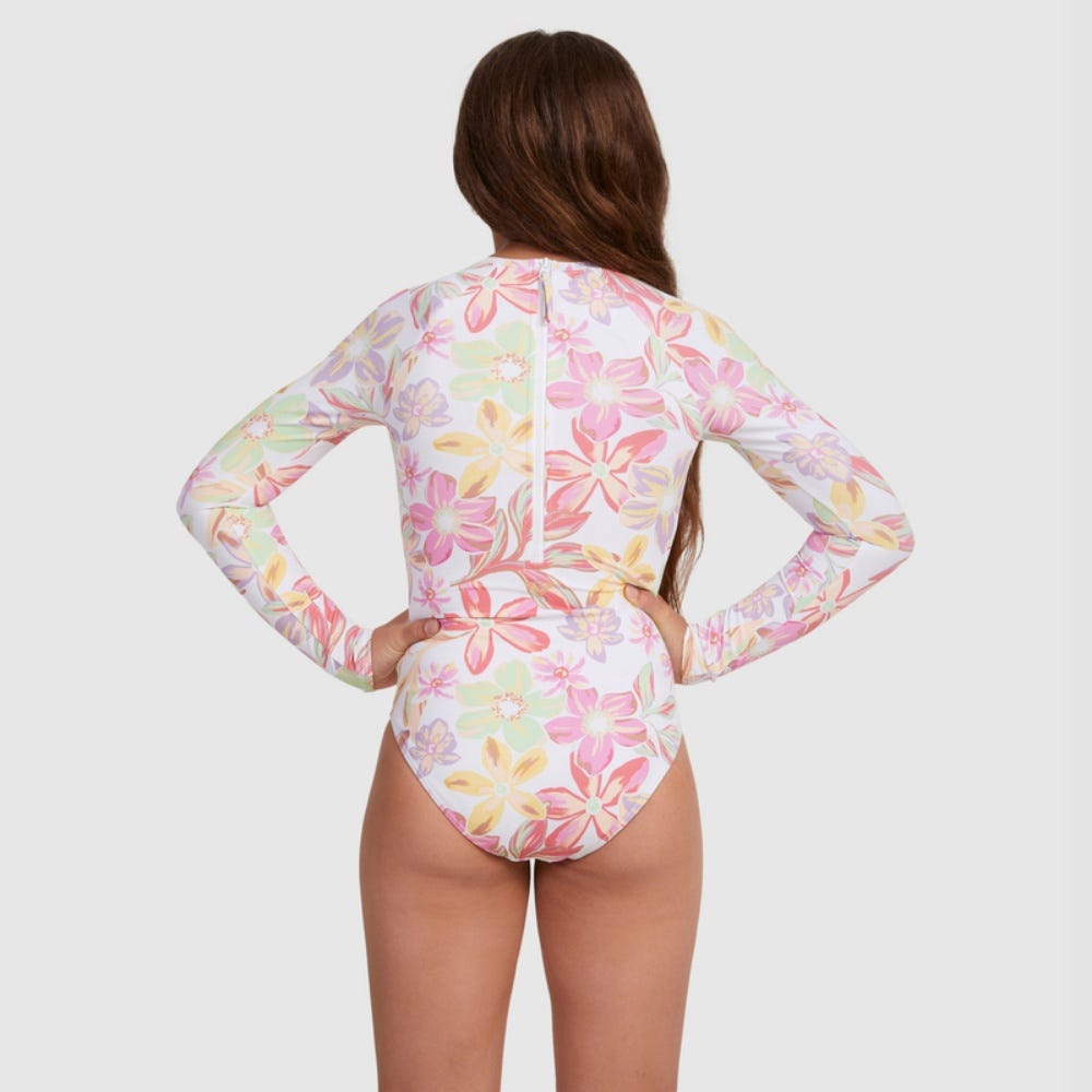 Girls 7-16 Tropical Time Long Sleeve One-Piece Rashguard