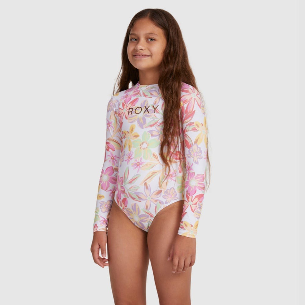 Girls 7-16 Tropical Time Long Sleeve One-Piece Rashguard