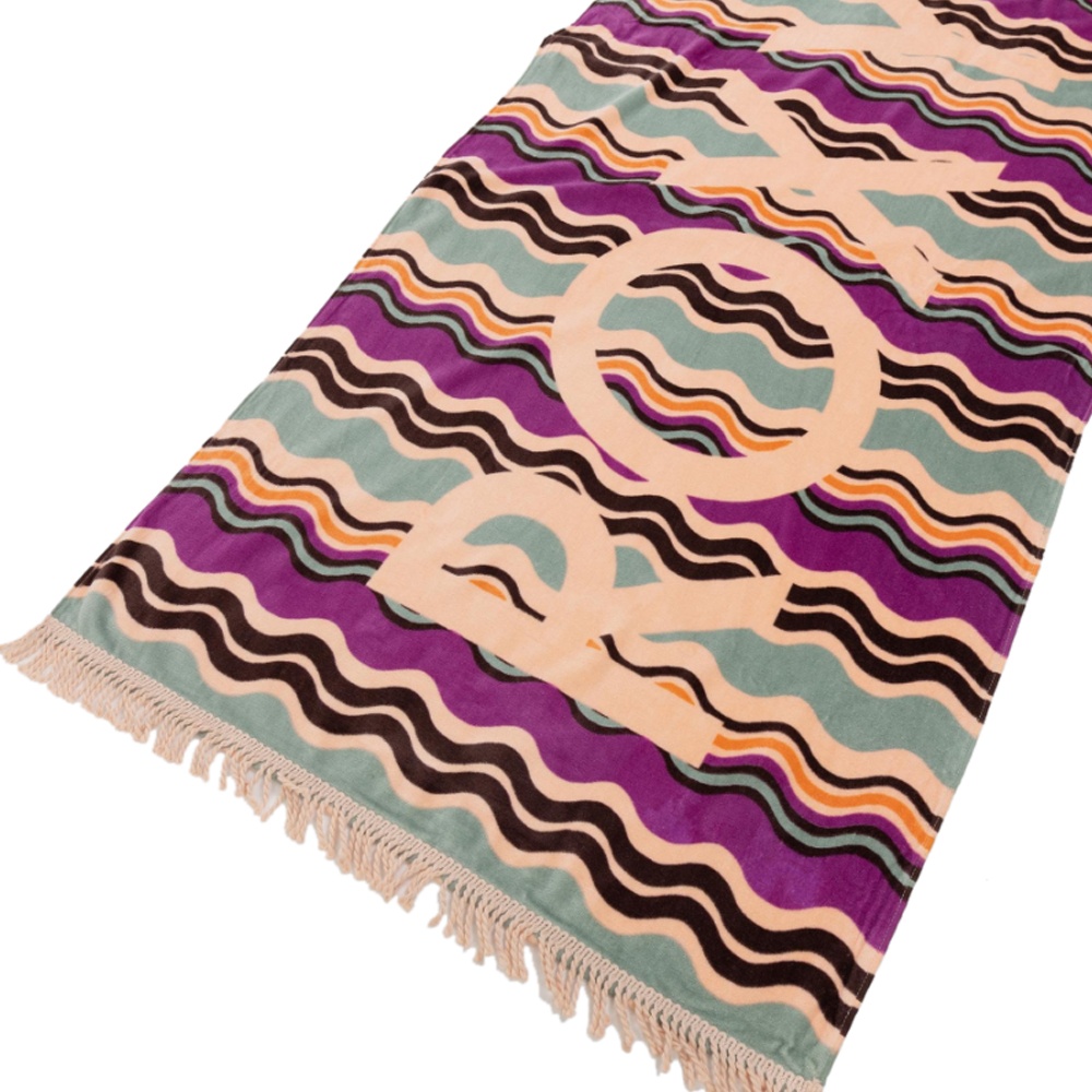 Womens New Fringes Beach Towel In Pale Dogwood Flowy Mood