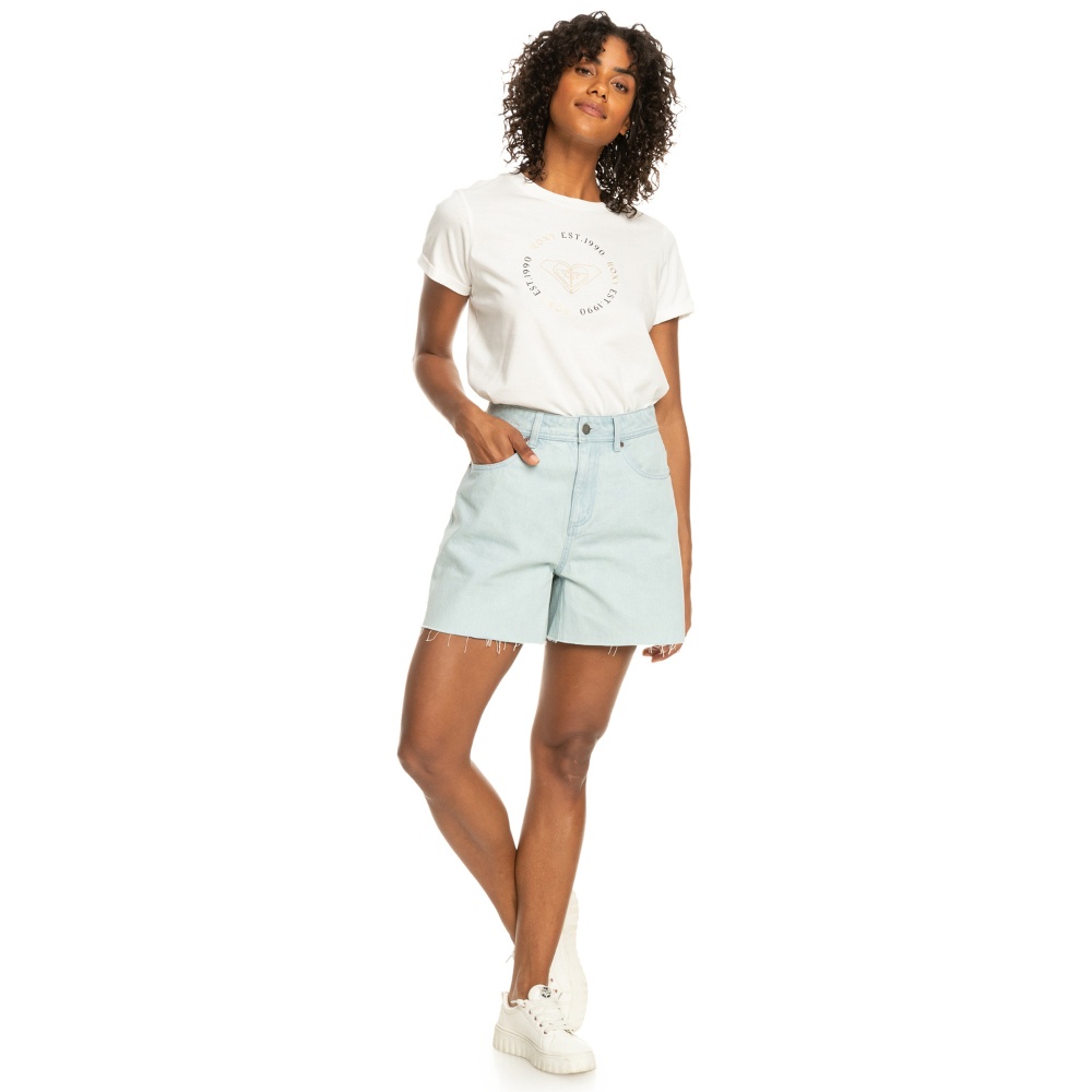 Womens Morning Splendour Mid Denim Bermuda Shorts In Bleached Blue