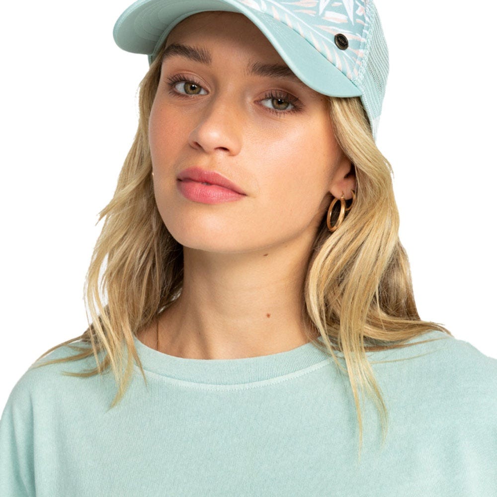 Womens Beautiful Morning Trucker Cap In Blue Surf Planao Apparel